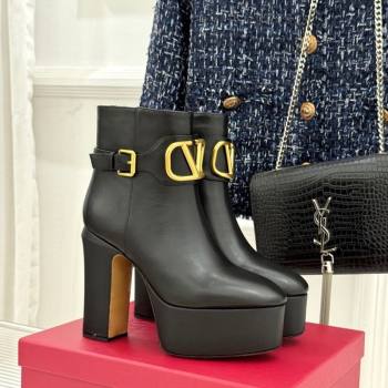 Valentino VLOGO Signature Platform Ankle Boots 12.5cm in Calfskin Leather Black 2026 0224 (MD-260224028)
