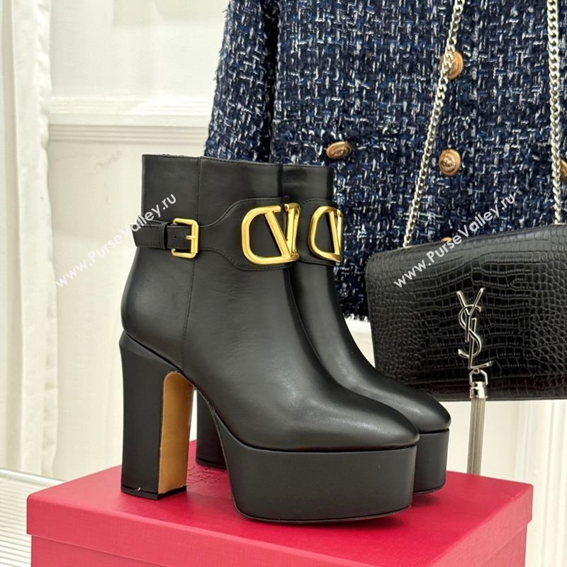 Valentino VLOGO Signature Platform Ankle Boots 12.5cm in Calfskin Leather Black 2026 0224 (MD-260224028)