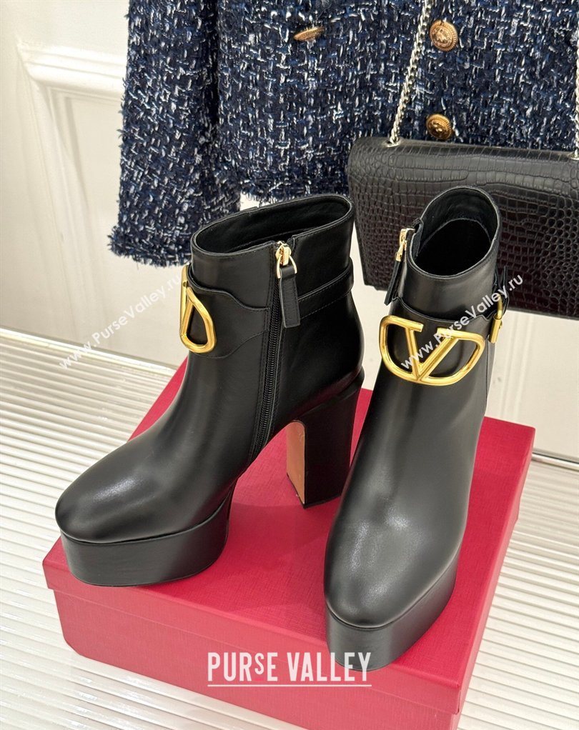 Valentino VLOGO Signature Platform Ankle Boots 12.5cm in Calfskin Leather Black 2026 0224 (MD-260224028)