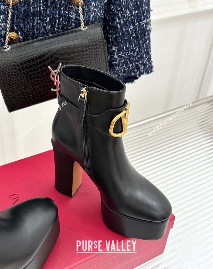 Valentino VLOGO Signature Platform Ankle Boots 12.5cm in Calfskin Leather Black 2026 0224 (MD-260224028)