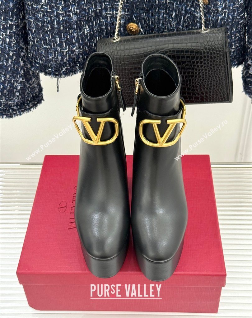 Valentino VLOGO Signature Platform Ankle Boots 12.5cm in Calfskin Leather Black 2026 0224 (MD-260224028)