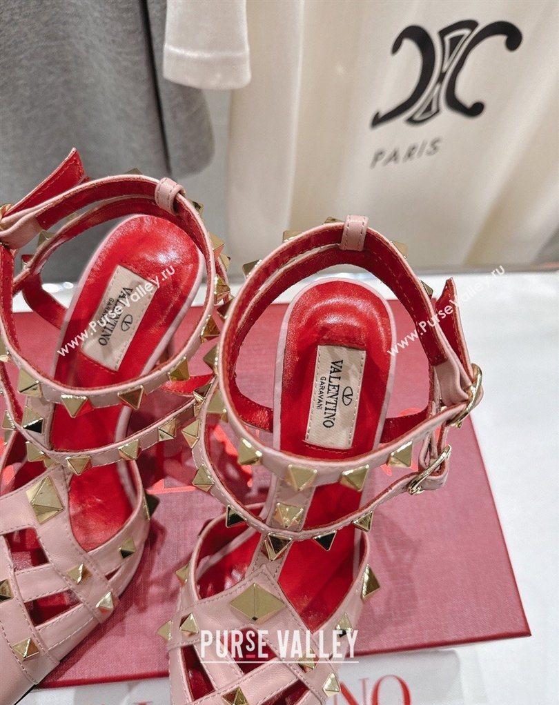 Valentino Studdy Pumps 9.5cm in Calfskin Leather Pink 2026 0224 (MD-260224033)