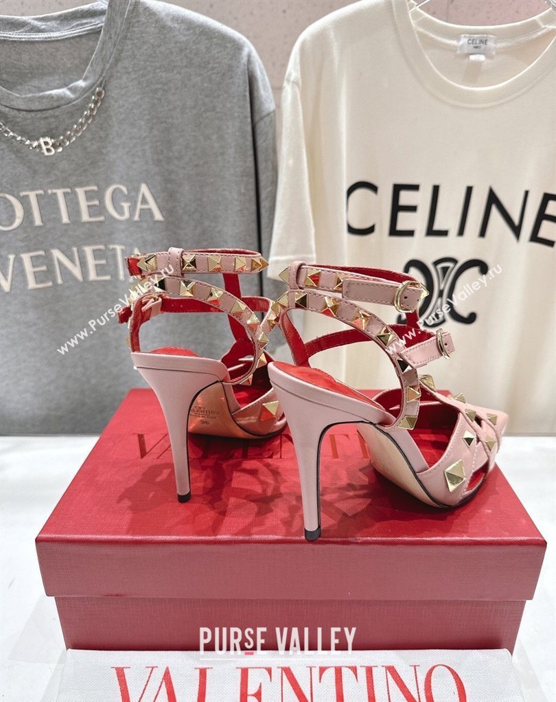 Valentino Studdy Pumps 9.5cm in Calfskin Leather Pink 2026 0224 (MD-260224033)