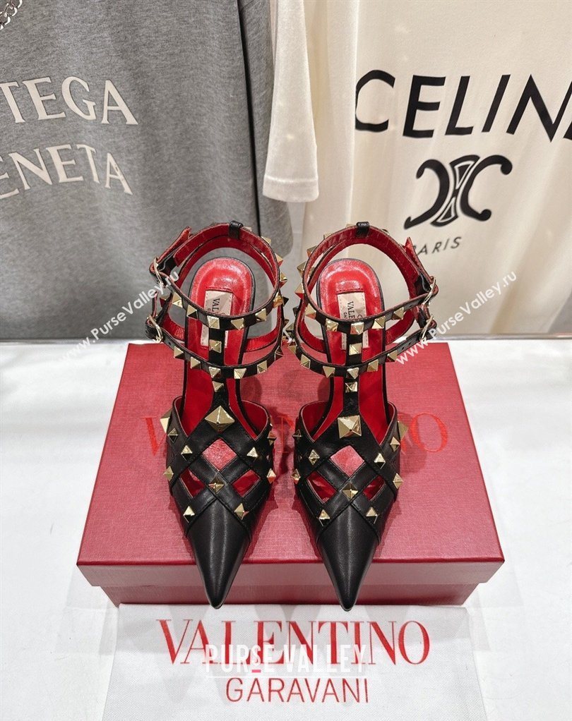Valentino Studdy Pumps 9.5cm in Calfskin Leather Black 2026 0224 (MD-260224036)