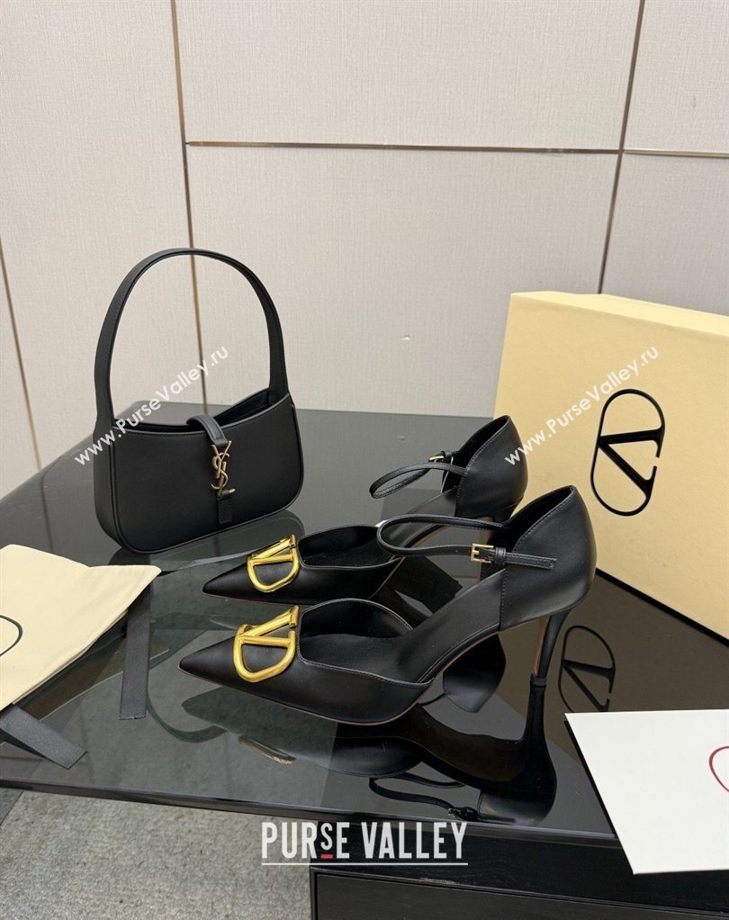 Valentino Vlogo Signature DOrsay Pumps 8cm in Calfskin Leather Black 2026 (MD-260224051)