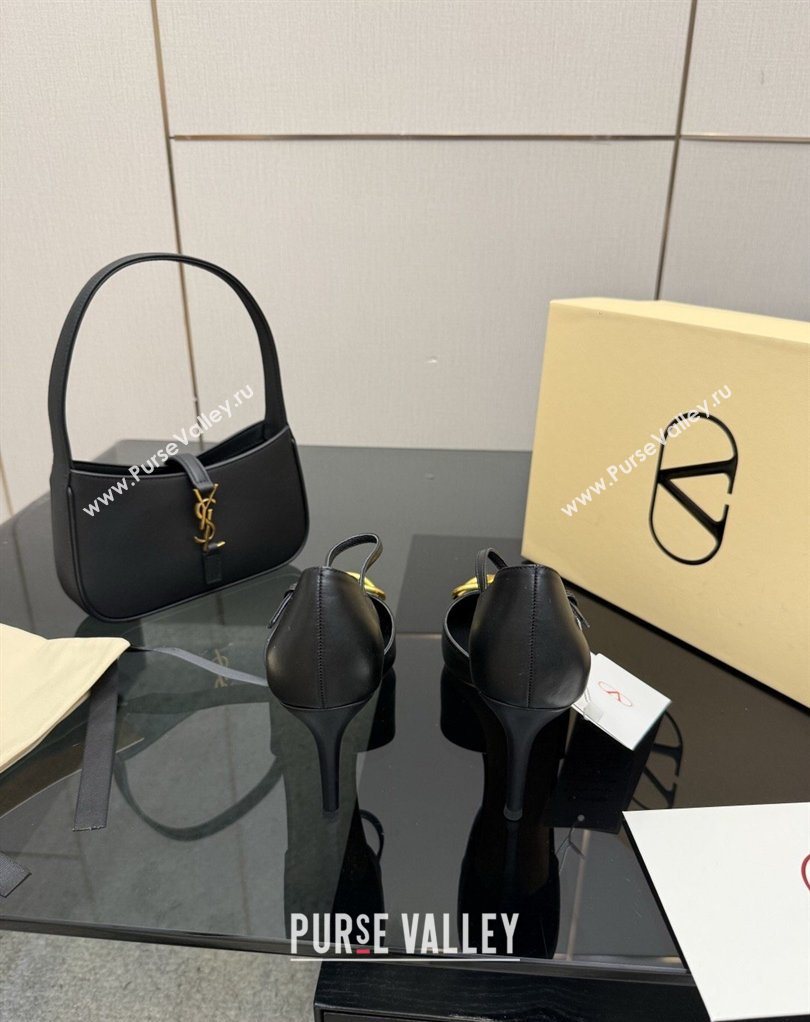 Valentino Vlogo Signature DOrsay Pumps 8cm in Calfskin Leather Black 2026 (MD-260224051)