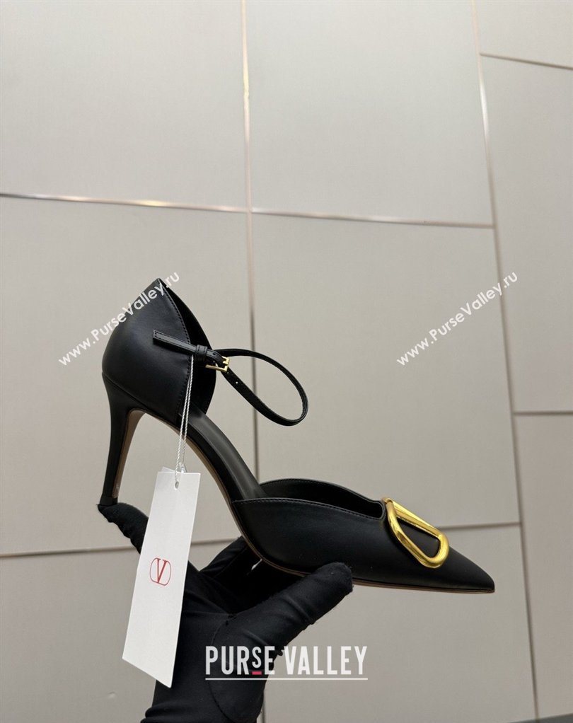 Valentino Vlogo Signature DOrsay Pumps 8cm in Calfskin Leather Black 2026 (MD-260224051)