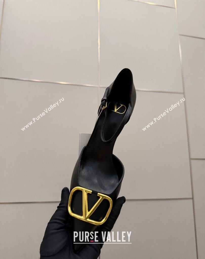 Valentino Vlogo Signature DOrsay Pumps 8cm in Calfskin Leather Black 2026 (MD-260224051)