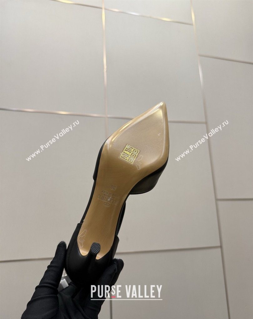 Valentino Vlogo Signature DOrsay Pumps 8cm in Calfskin Leather Black 2026 (MD-260224051)