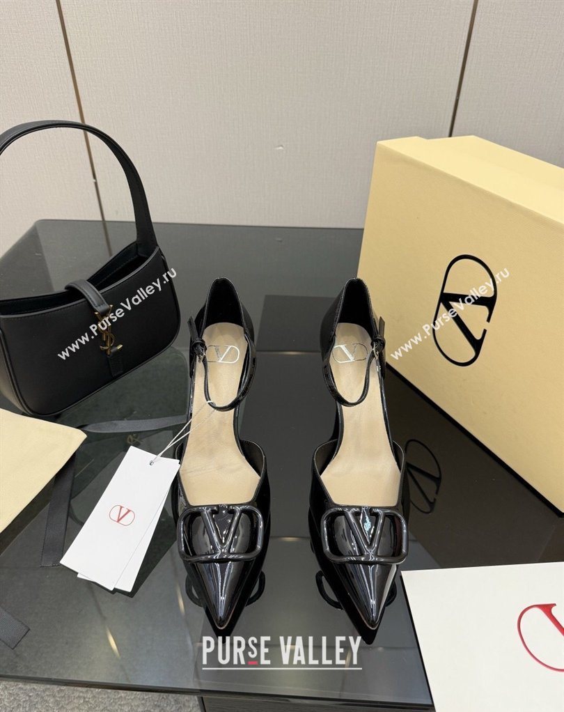 Valentino Vlogo Signature DOrsay Pumps 8cm in Patent Leather Black 2026 (MD-260224053)