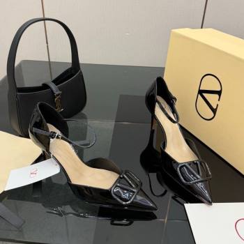 Valentino Vlogo Signature DOrsay Pumps 8cm in Patent Leather Black 2026 (MD-260224053)
