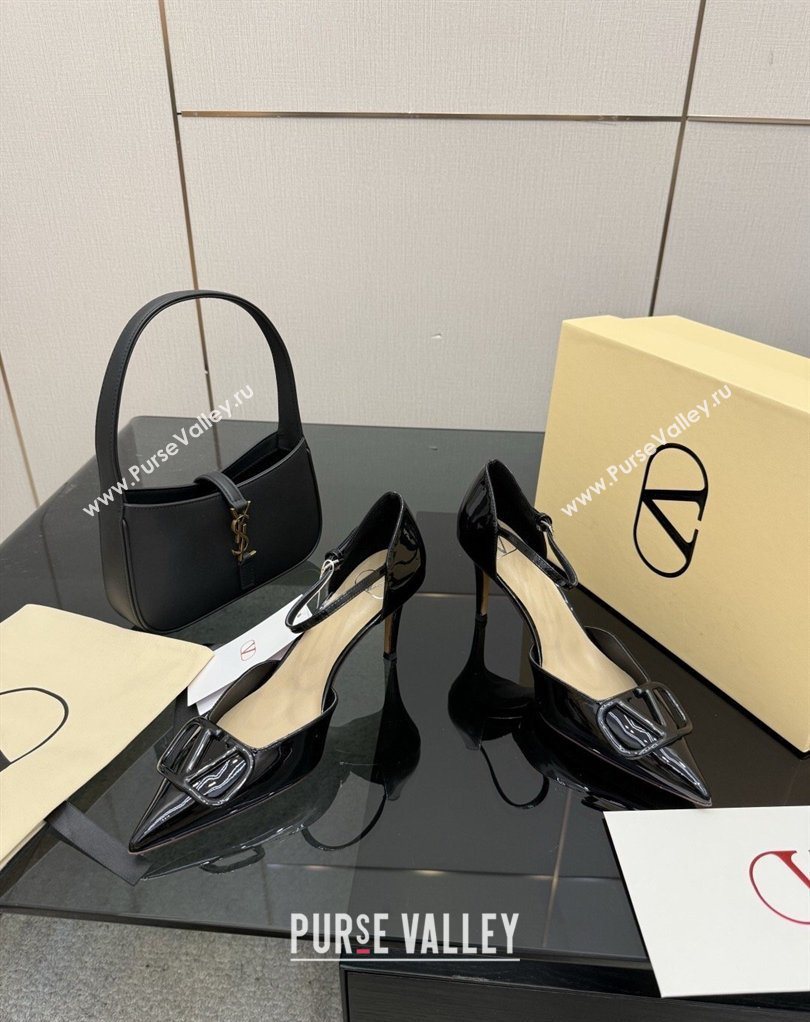 Valentino Vlogo Signature DOrsay Pumps 8cm in Patent Leather Black 2026 (MD-260224053)