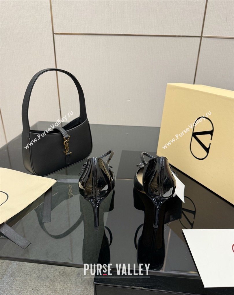 Valentino Vlogo Signature DOrsay Pumps 8cm in Patent Leather Black 2026 (MD-260224053)