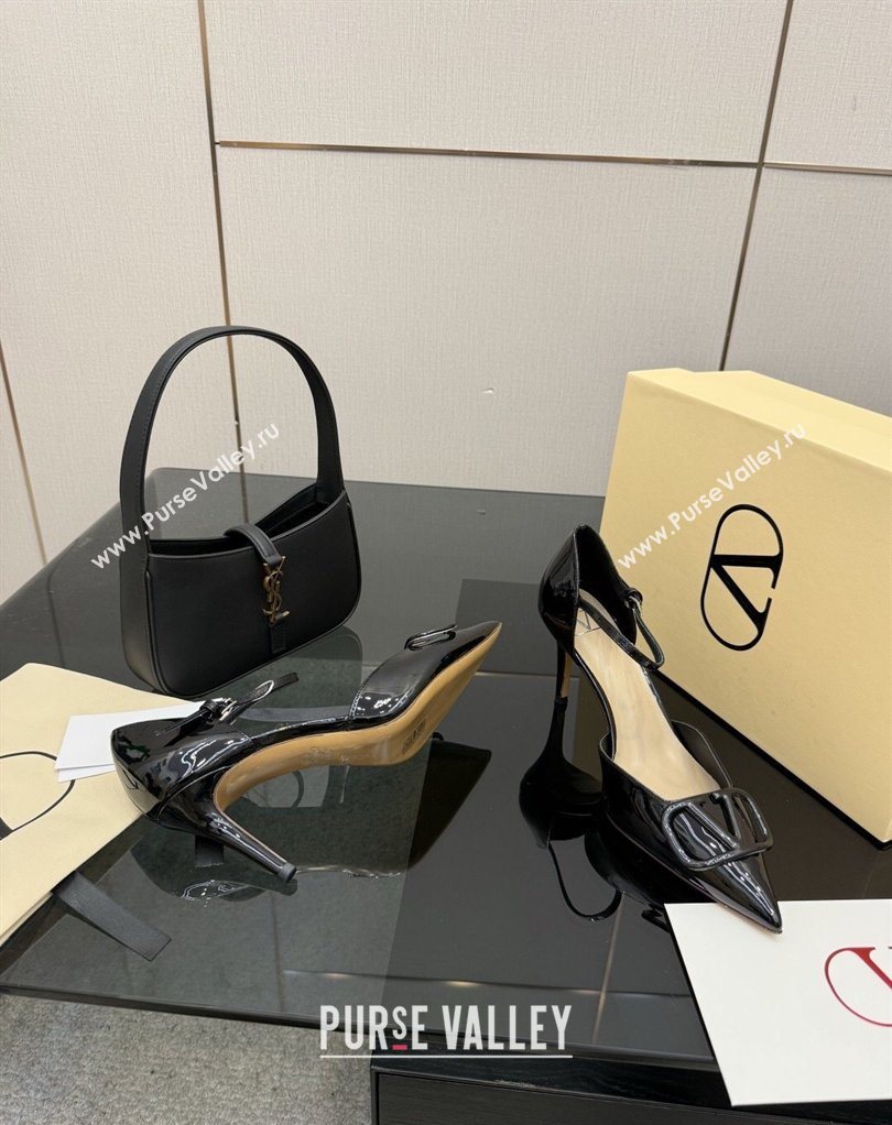 Valentino Vlogo Signature DOrsay Pumps 8cm in Patent Leather Black 2026 (MD-260224053)