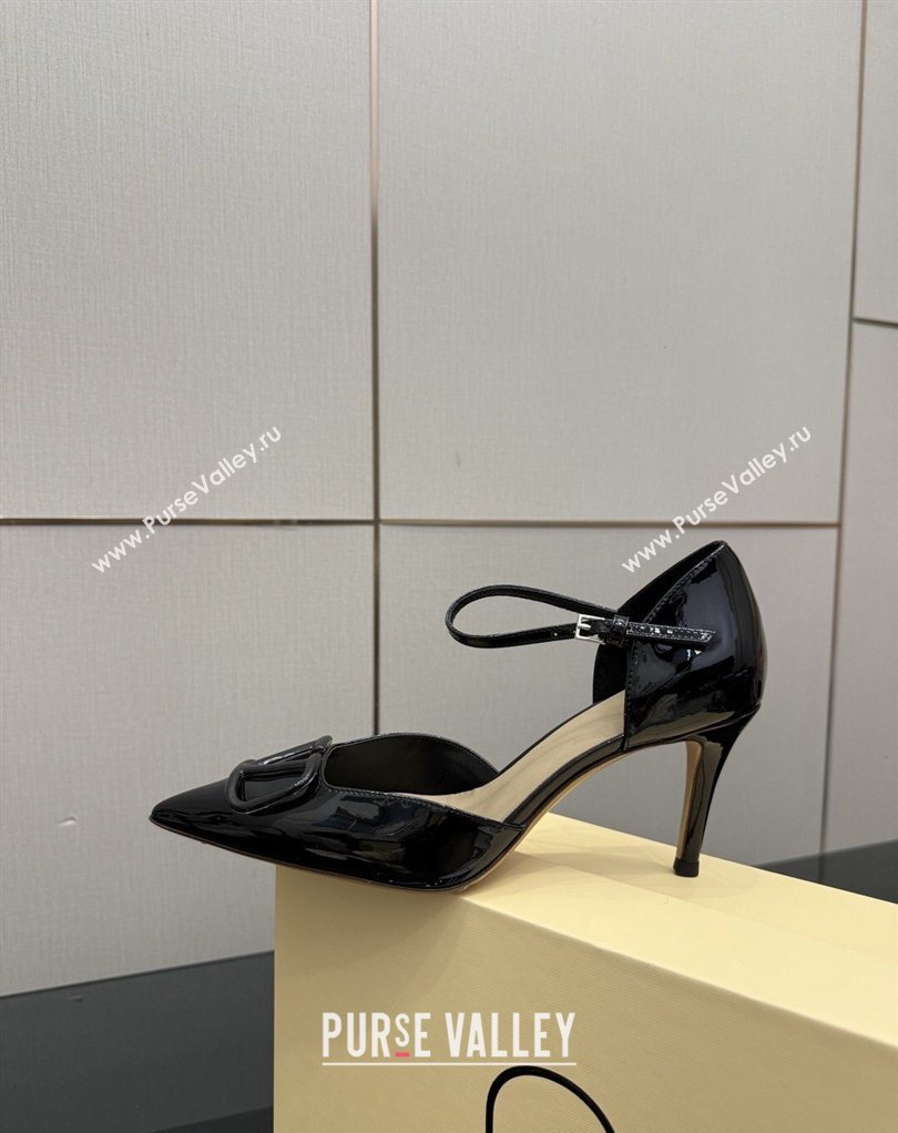 Valentino Vlogo Signature DOrsay Pumps 8cm in Patent Leather Black 2026 (MD-260224053)