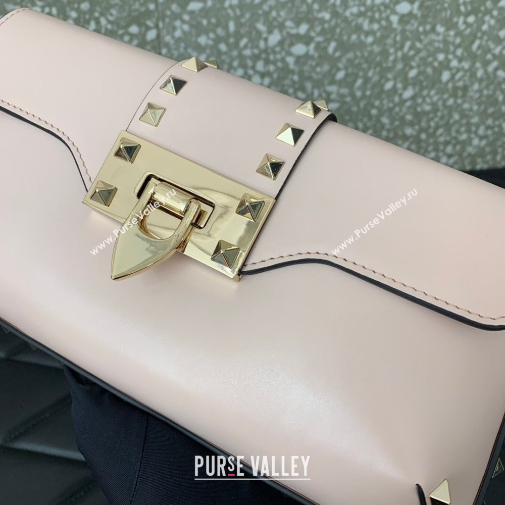 Valentino Rockstud Brushed Calfskin Shoulder Bag Light Pink 2023 VLTN0276 (LN-231115075)