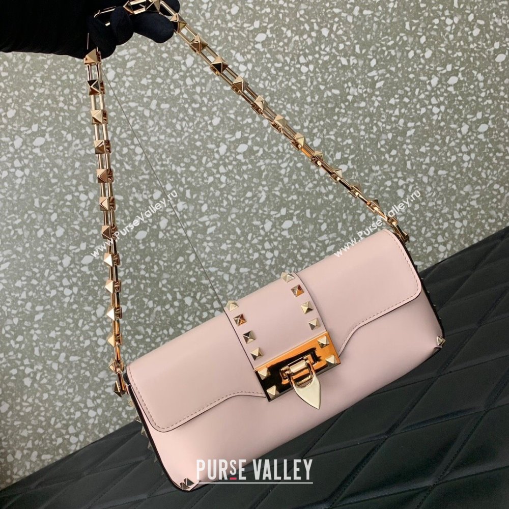 Valentino Rockstud Brushed Calfskin Shoulder Bag Light Pink 2023 VLTN0276 (LN-231115075)