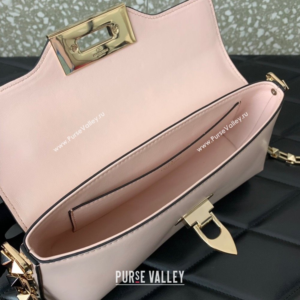 Valentino Rockstud Brushed Calfskin Shoulder Bag Light Pink 2023 VLTN0276 (LN-231115075)