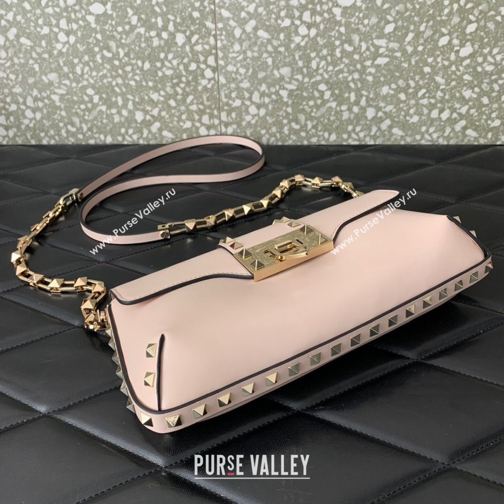 Valentino Rockstud Brushed Calfskin Shoulder Bag Light Pink 2023 VLTN0276 (LN-231115075)