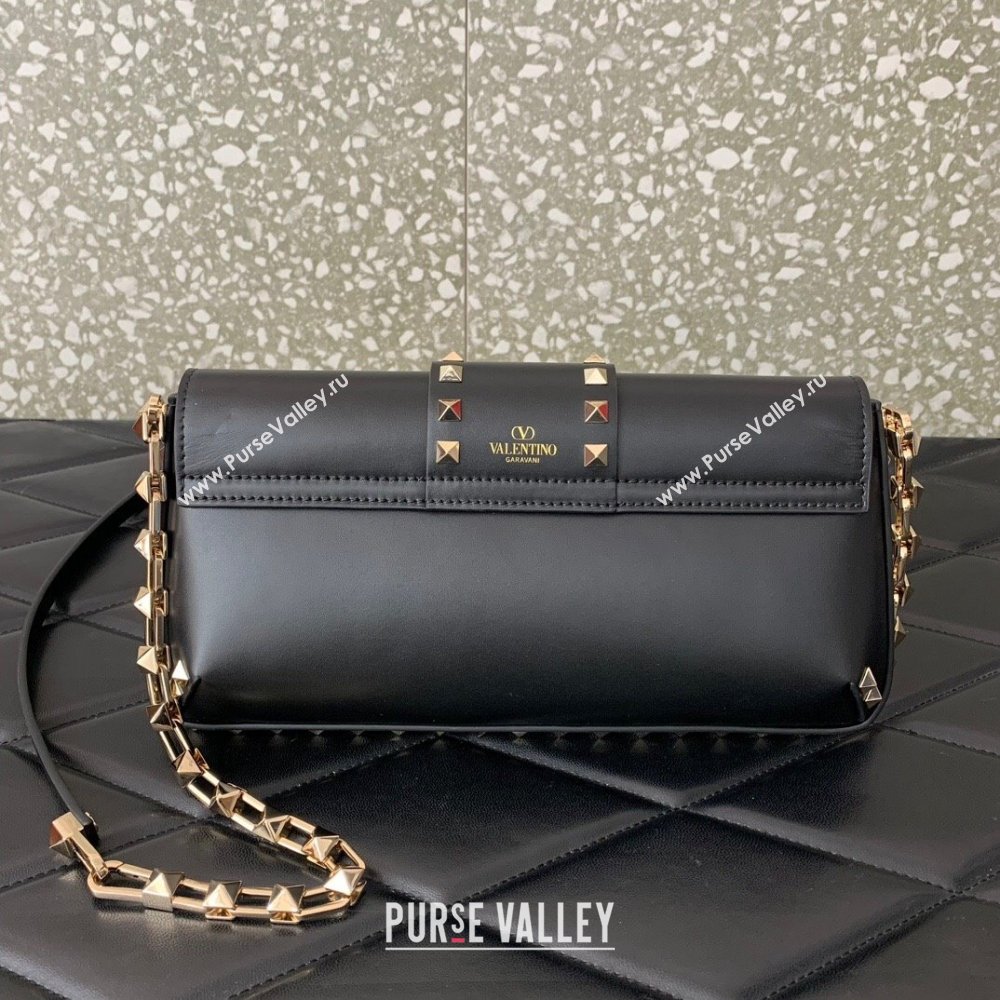 Valentino Rockstud Brushed Calfskin Shoulder Bag Black 2023 VLTN0276 (LN-231115076)