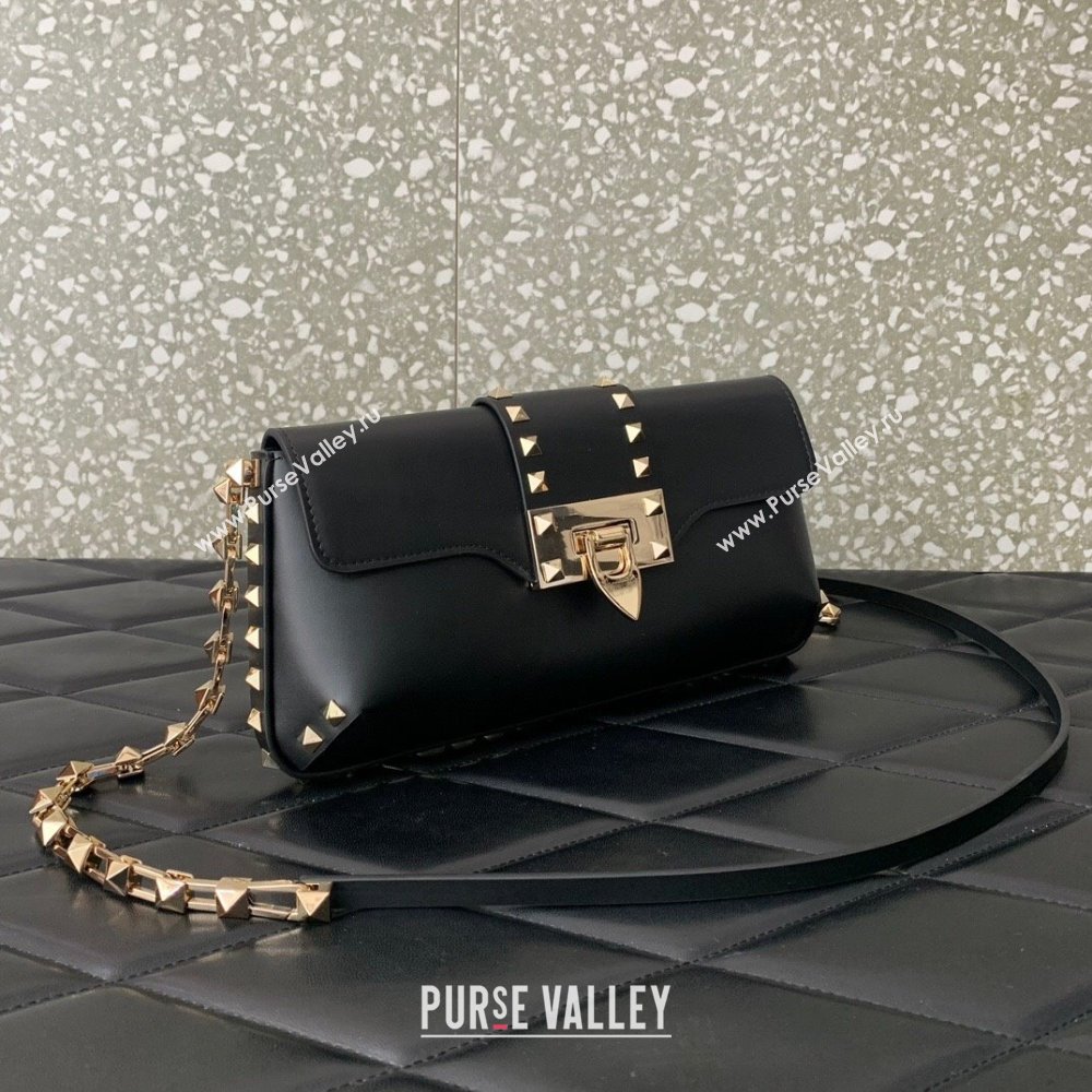 Valentino Rockstud Brushed Calfskin Shoulder Bag Black 2023 VLTN0276 (LN-231115076)