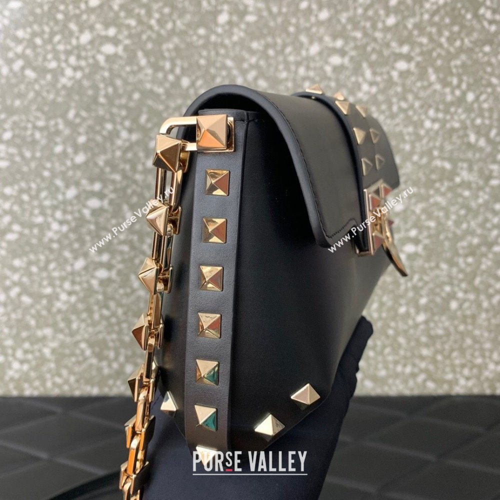 Valentino Rockstud Brushed Calfskin Shoulder Bag Black 2023 VLTN0276 (LN-231115076)