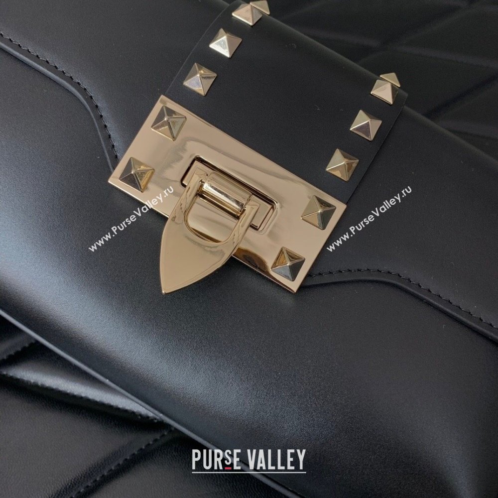 Valentino Rockstud Brushed Calfskin Shoulder Bag Black 2023 VLTN0276 (LN-231115076)
