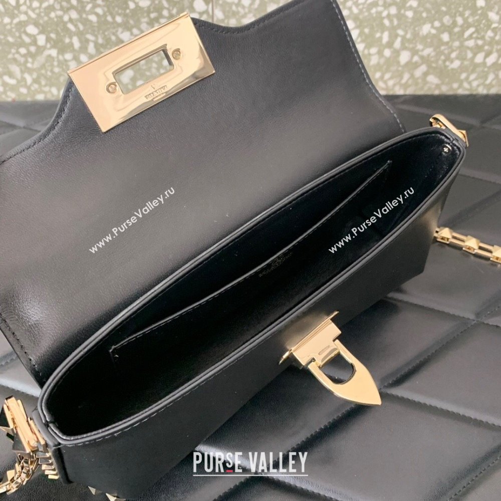 Valentino Rockstud Brushed Calfskin Shoulder Bag Black 2023 VLTN0276 (LN-231115076)