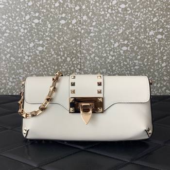 Valentino Rockstud Brushed Calfskin Shoulder Bag White 2023 VLTN0276 (LN-231115074)