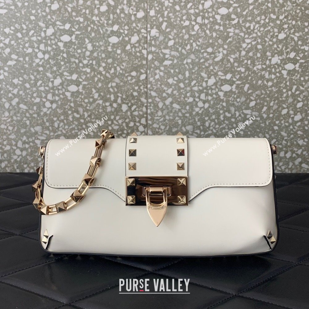 Valentino Rockstud Brushed Calfskin Shoulder Bag White 2023 VLTN0276 (LN-231115074)