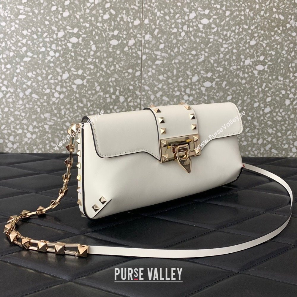 Valentino Rockstud Brushed Calfskin Shoulder Bag White 2023 VLTN0276 (LN-231115074)