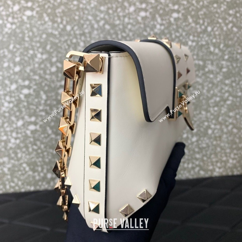 Valentino Rockstud Brushed Calfskin Shoulder Bag White 2023 VLTN0276 (LN-231115074)