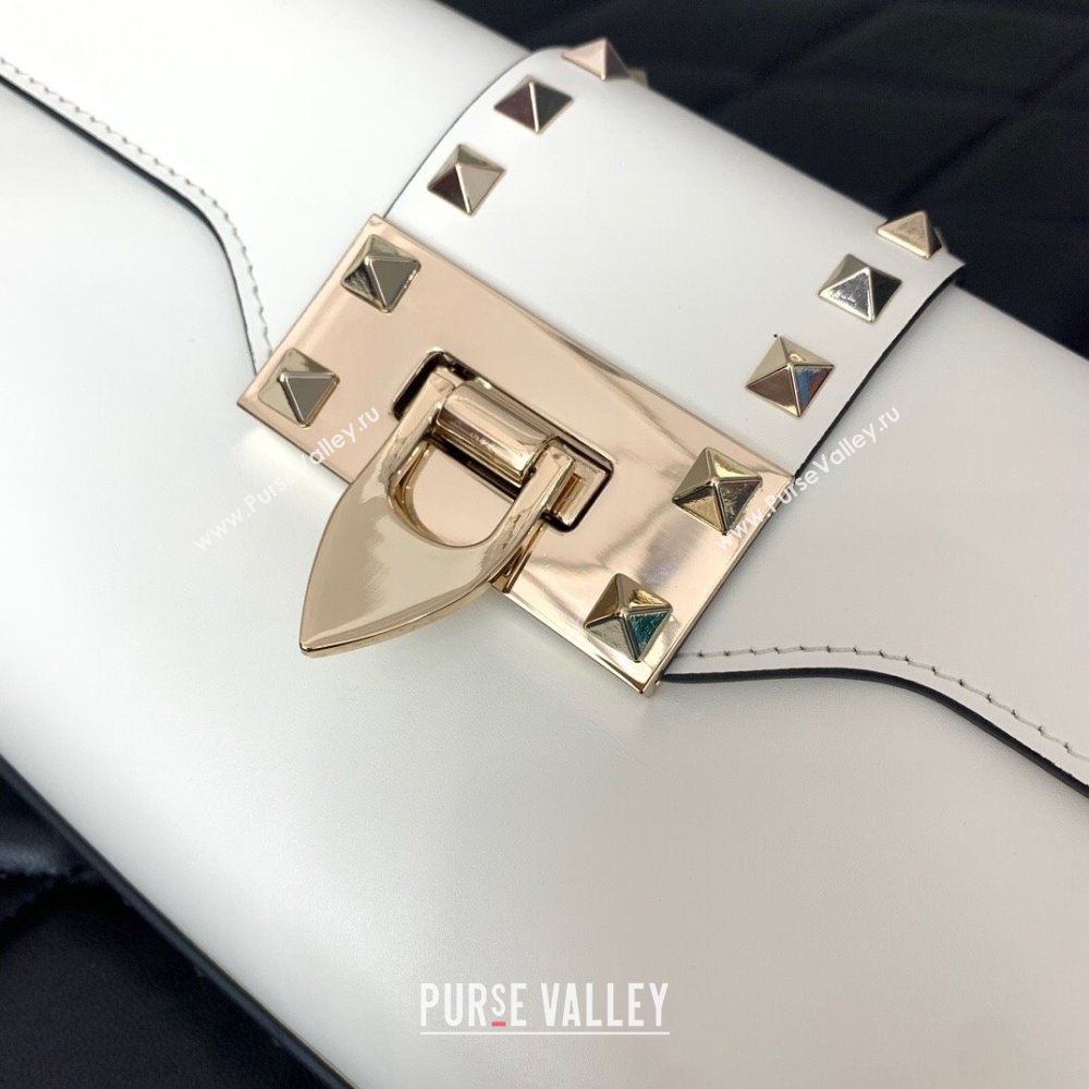 Valentino Rockstud Brushed Calfskin Shoulder Bag White 2023 VLTN0276 (LN-231115074)