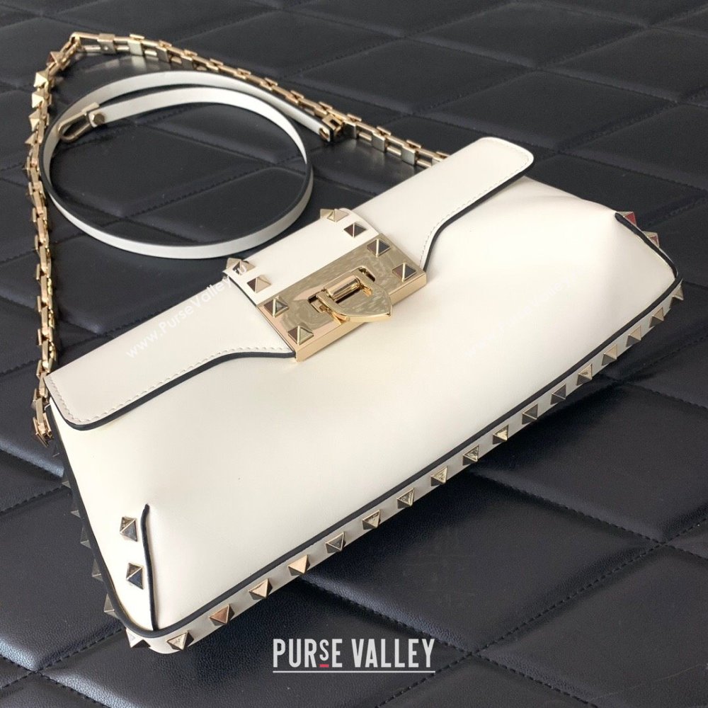 Valentino Rockstud Brushed Calfskin Shoulder Bag White 2023 VLTN0276 (LN-231115074)