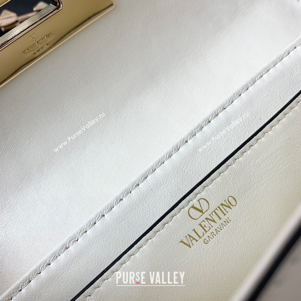 Valentino Rockstud Brushed Calfskin Shoulder Bag White 2023 VLTN0276 (LN-231115074)