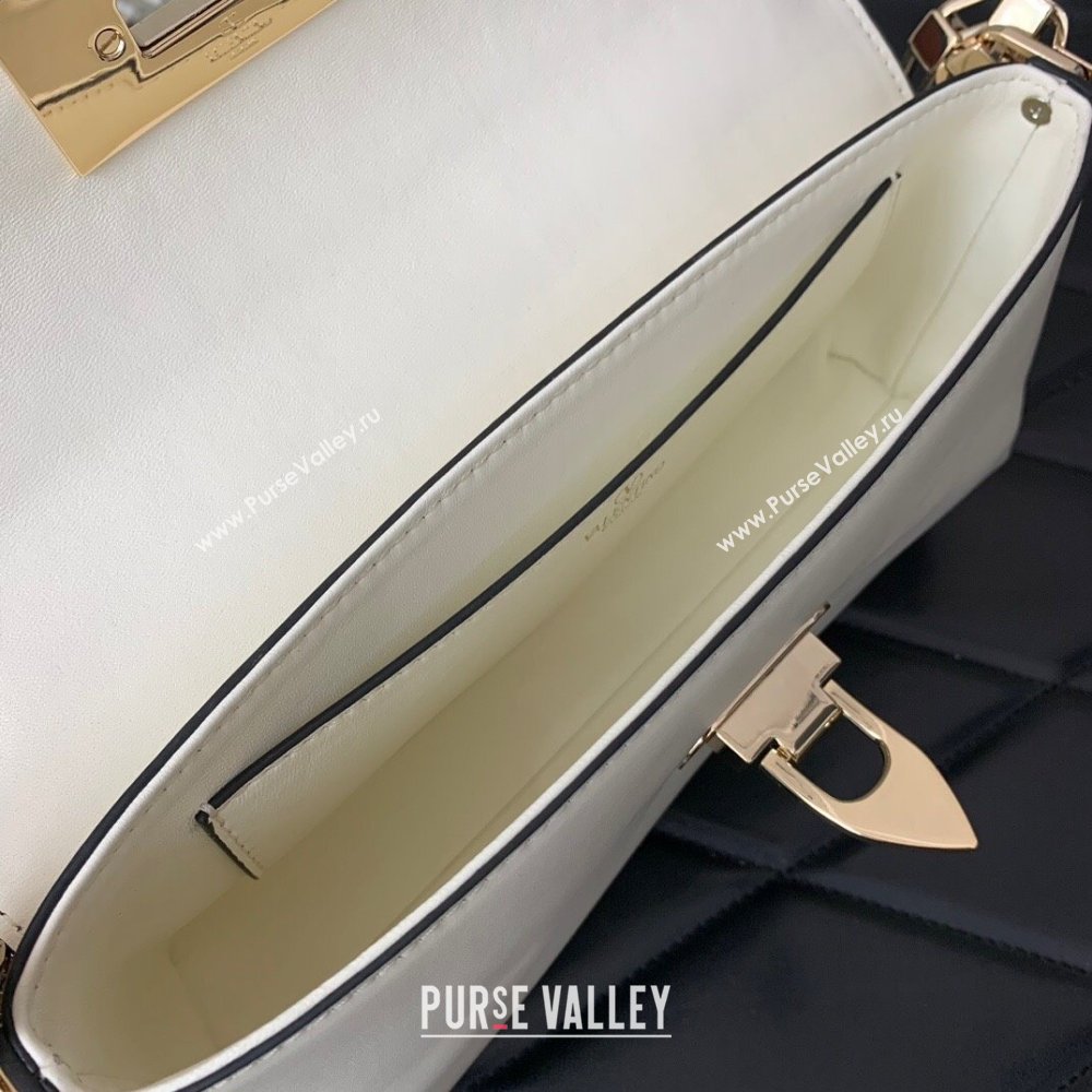 Valentino Rockstud Brushed Calfskin Shoulder Bag White 2023 VLTN0276 (LN-231115074)