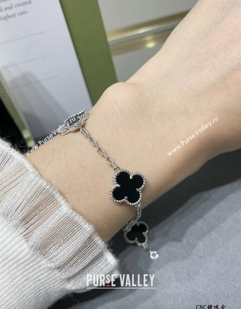 Van Cleef Arpels Alhambra Bracelet 5 Motifs Black/Silver 2025 0914 (YF-250916146)