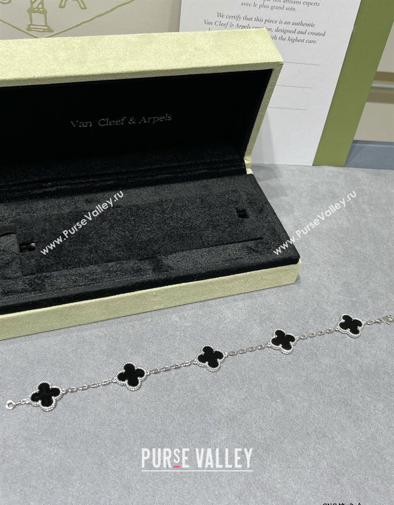 Van Cleef Arpels Alhambra Bracelet 5 Motifs Black/Silver 2025 0914 (YF-250916146)