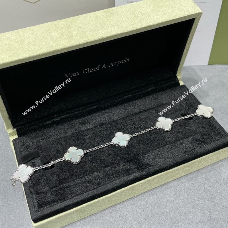 Van Cleef Arpels Alhambra Bracelet 5 Motifs White/Silver 2025 0914 (YF-250916147)
