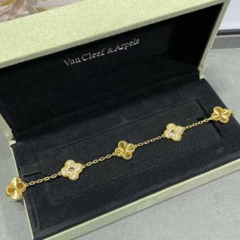 Van Cleef Arpels Alhambra Bracelet 5 Motifs with Half Strass Gold 2025 0915 (YF-250916137)