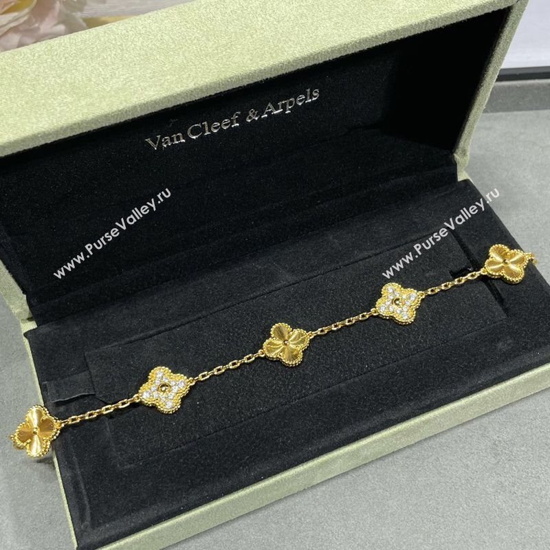 Van Cleef Arpels Alhambra Bracelet 5 Motifs with Half Strass Gold 2025 0915 (YF-250916137)