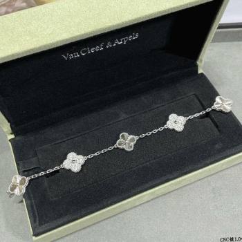 Van Cleef Arpels Alhambra Bracelet 5 Motifs with Half Strass Silver 2025 0915 (YF-250916138)