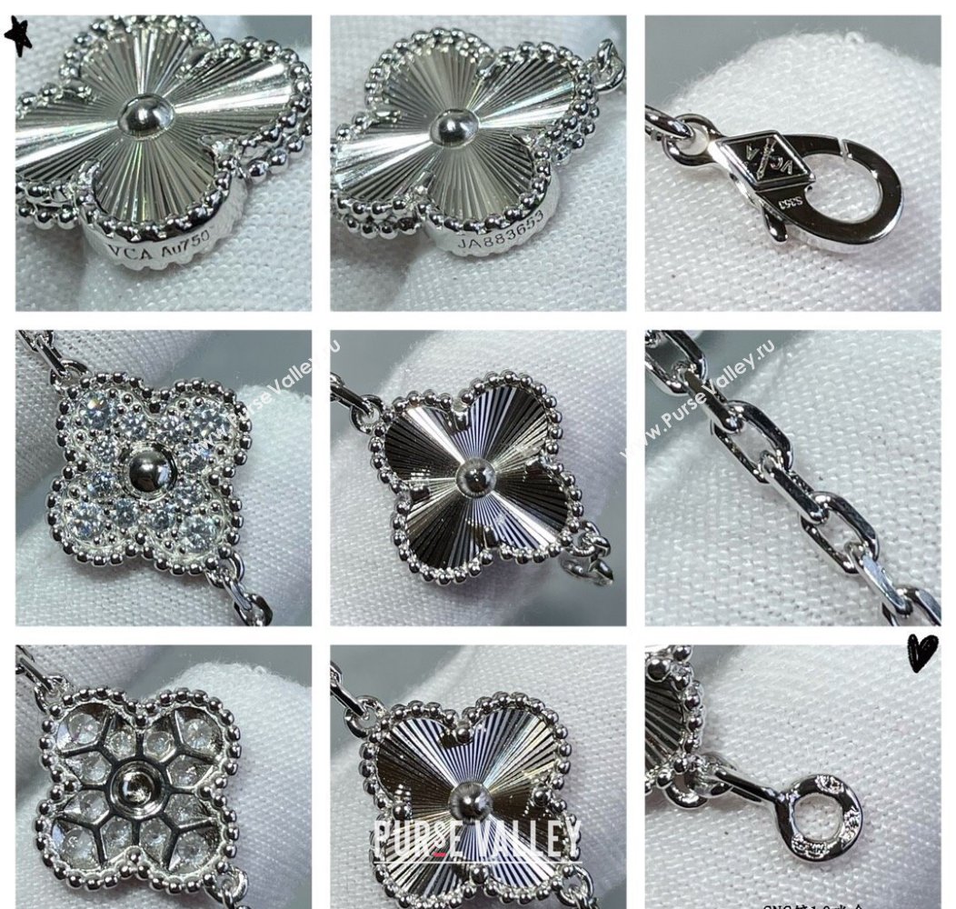 Van Cleef Arpels Alhambra Bracelet 5 Motifs with Half Strass Silver 2025 0915 (YF-250916138)