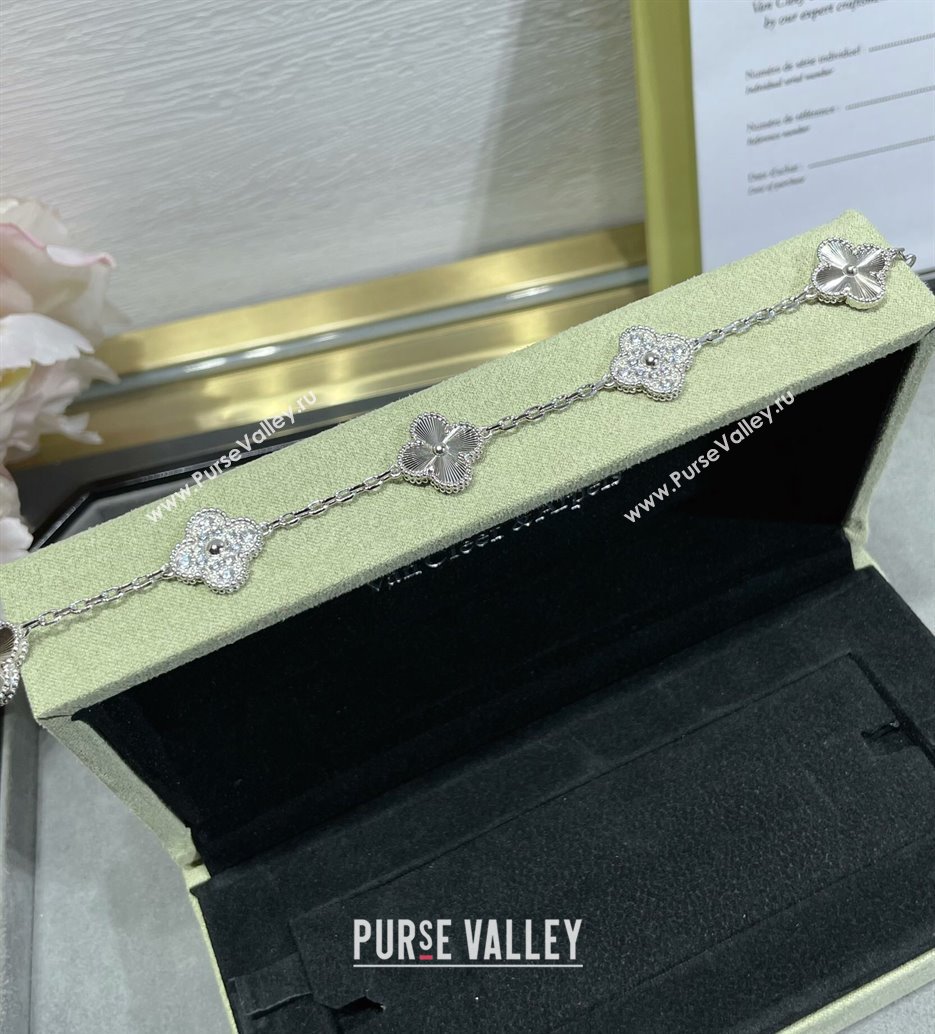 Van Cleef Arpels Alhambra Bracelet 5 Motifs with Half Strass Silver 2025 0915 (YF-250916138)