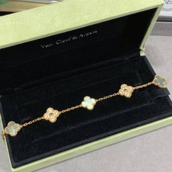 Van Cleef Arpels Alhambra Bracelet 5 Motifs with Half Strass Grey/Gold 2025 0916 (YF-250916155)