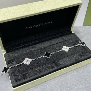 Van Cleef Arpels Alhambra Bracelet 5 Motifs with Half Strass Black/Silver 2025 0916 (YF-250916157)