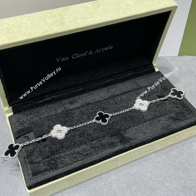 Van Cleef Arpels Alhambra Bracelet 5 Motifs with Half Strass Black/Silver 2025 0916 (YF-250916157)