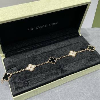 Van Cleef Arpels Alhambra Bracelet 5 Motifs with Half Strass Black /Rose Gold 2025 0916 (YF-250916158)