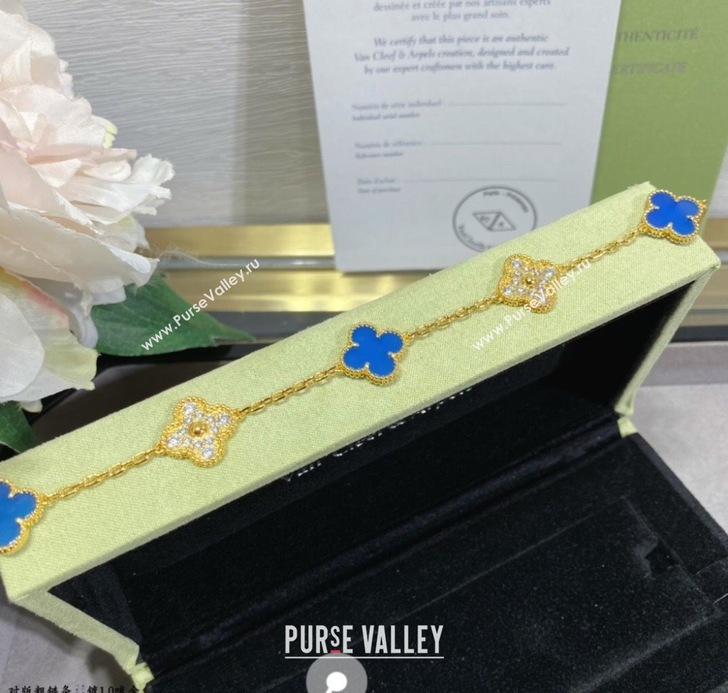 Van Cleef Arpels Alhambra Bracelet 5 Motifs with Half Strass Blue/Gold 2025 0916 (YF-250916159)