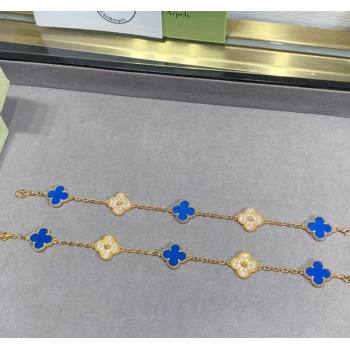 Van Cleef Arpels Alhambra Bracelet 5 Motifs with Half Strass Blue/Gold 2025 0916 (YF-250916159)